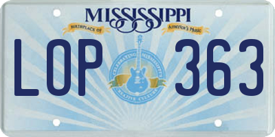 MS license plate LOP363