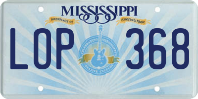 MS license plate LOP368
