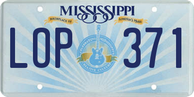 MS license plate LOP371