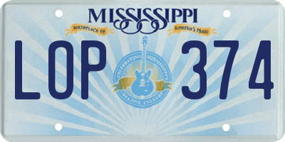 MS license plate LOP374