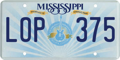 MS license plate LOP375