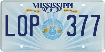 MS license plate LOP377