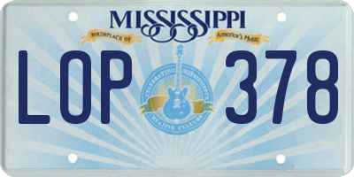 MS license plate LOP378