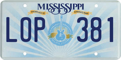MS license plate LOP381