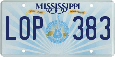 MS license plate LOP383