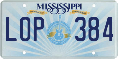 MS license plate LOP384