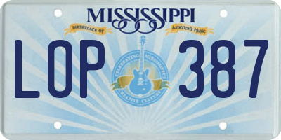 MS license plate LOP387