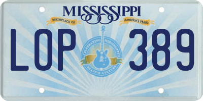 MS license plate LOP389
