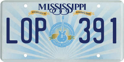 MS license plate LOP391