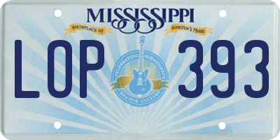MS license plate LOP393