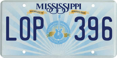MS license plate LOP396