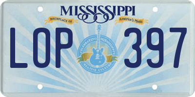 MS license plate LOP397