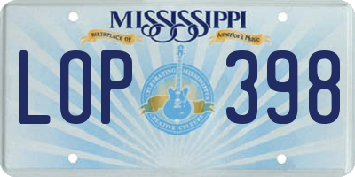 MS license plate LOP398