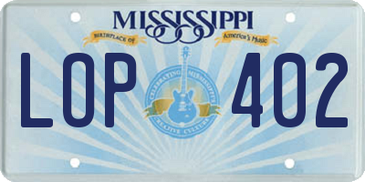 MS license plate LOP402