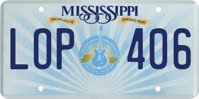MS license plate LOP406