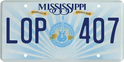 MS license plate LOP407