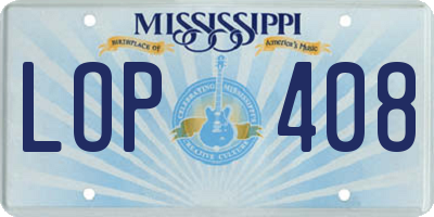 MS license plate LOP408