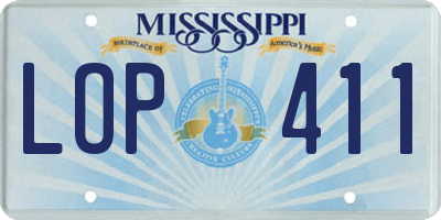 MS license plate LOP411