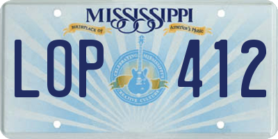 MS license plate LOP412