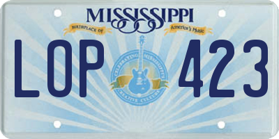 MS license plate LOP423