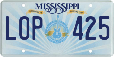 MS license plate LOP425