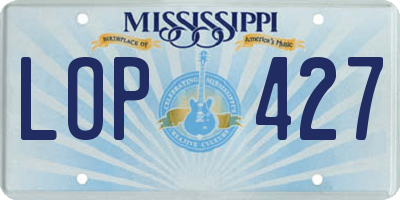 MS license plate LOP427