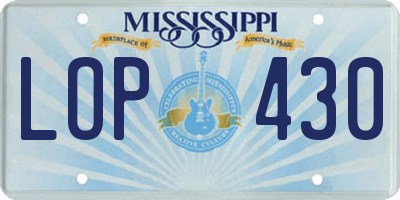 MS license plate LOP430