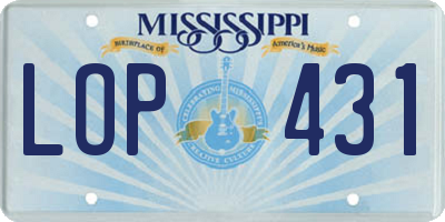 MS license plate LOP431
