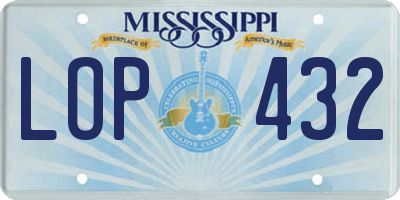 MS license plate LOP432