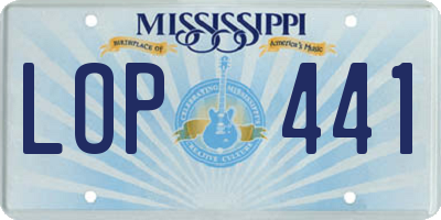 MS license plate LOP441