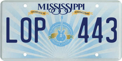 MS license plate LOP443