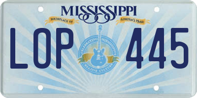 MS license plate LOP445