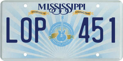 MS license plate LOP451