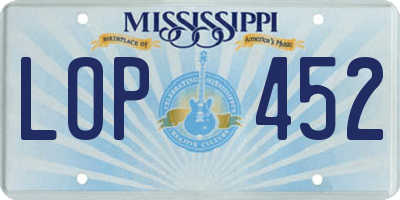 MS license plate LOP452