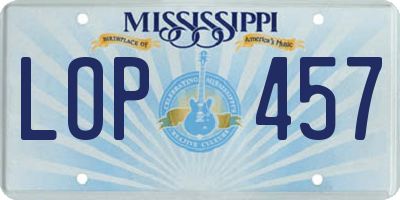 MS license plate LOP457