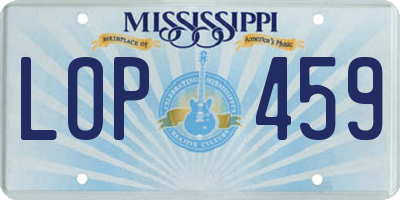 MS license plate LOP459