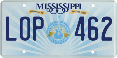 MS license plate LOP462