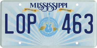 MS license plate LOP463