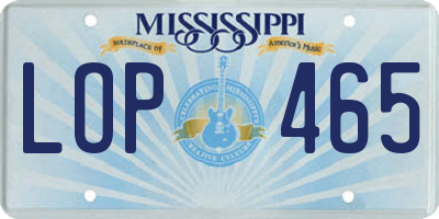 MS license plate LOP465