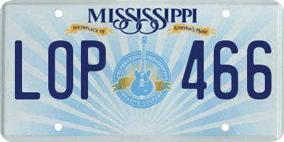MS license plate LOP466