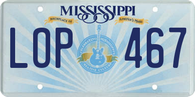 MS license plate LOP467