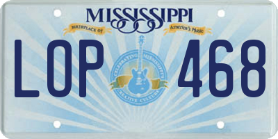 MS license plate LOP468