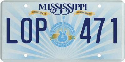 MS license plate LOP471