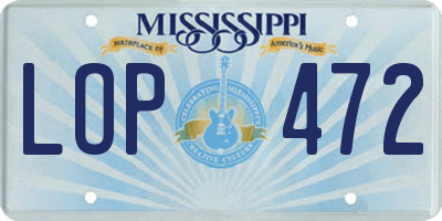 MS license plate LOP472