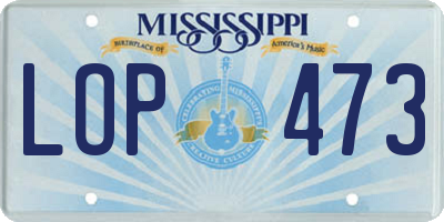 MS license plate LOP473