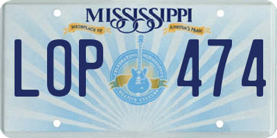 MS license plate LOP474