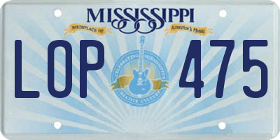 MS license plate LOP475