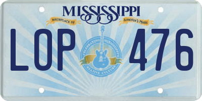 MS license plate LOP476