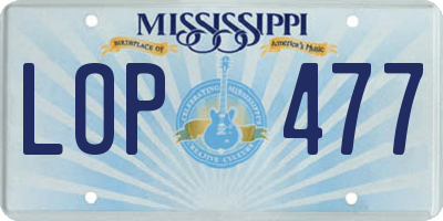 MS license plate LOP477