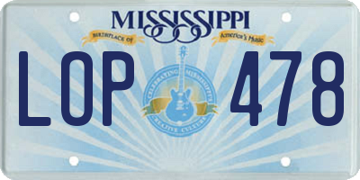 MS license plate LOP478